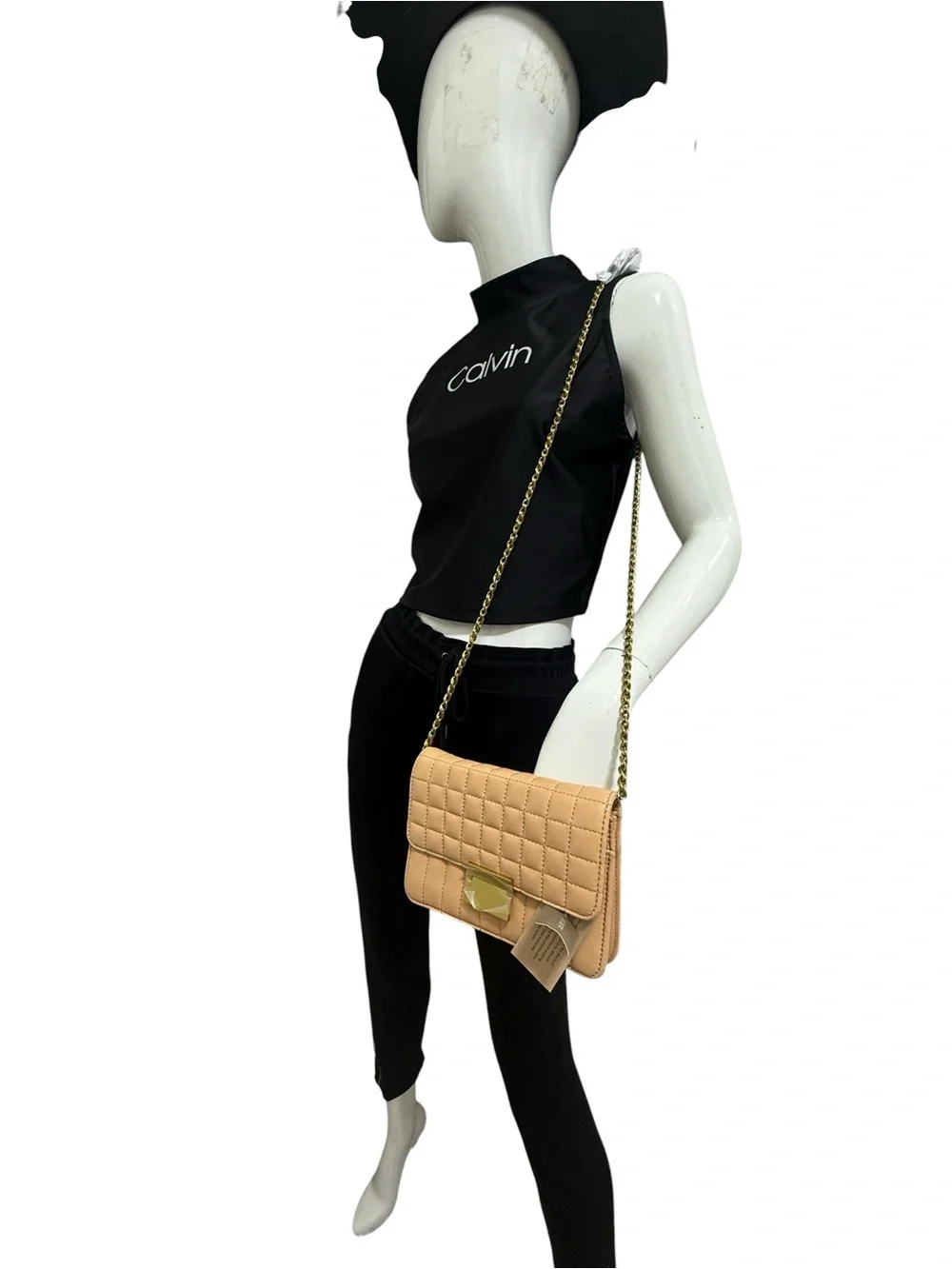 J.Crew Leather quilted crossbody  Shoulder Bag in Tan. Chain straps new + tag